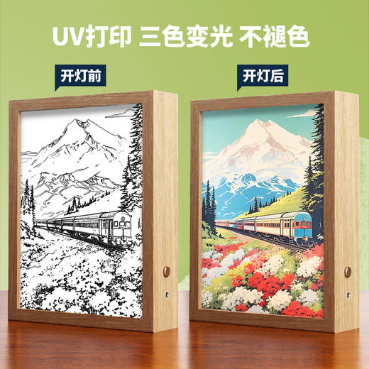 灯光画木质素描灯画卧室床头灯氛围灯装饰画创意礼品 商品图0