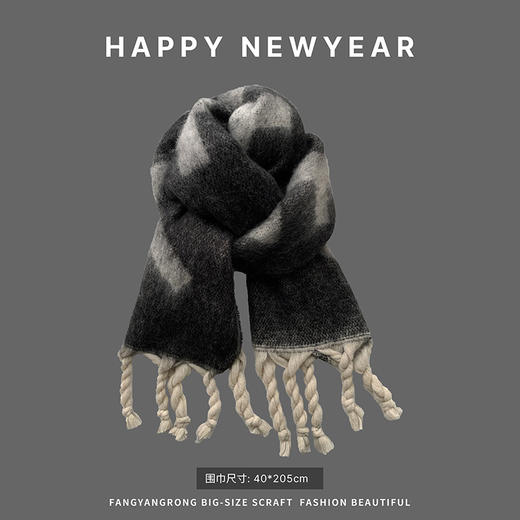 【这个冬天有它就够❗️百搭加厚黑色围巾】针织毛线材质，柔软舒适，精心挑选各种款式和图案，总有一款适合你，新款针织学生百搭加厚围脖保L 商品图11