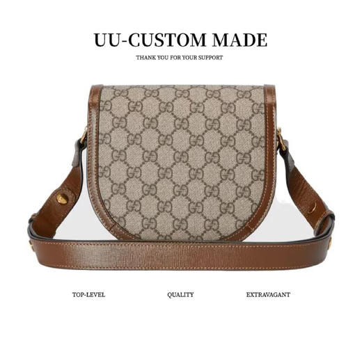 GUCCI古驰 Horsebit 1955 金色马街扣可调节肩带 帆布拼皮革饰边 帆布包马鞍包翻盖包 单肩包 迷你 男女同款情侣款 棕色（CB） 商品图1