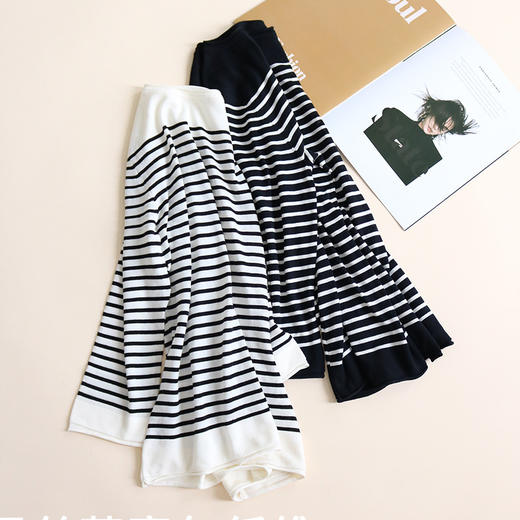 TG-TG03S331秋冬真丝莱赛尔条纹圆领长袖打底衫女 桑蚕丝针织衫T恤上衣 商品图1