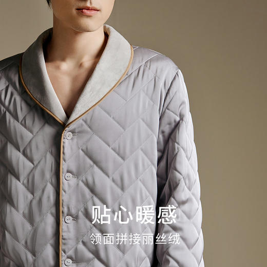 【暖暖家居服】桑蚕丝丝绵绒睡衣男秋冬保暖宽松衣裤套装金三塔  YSMED202 商品图1