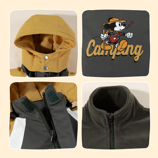 迪士尼【一衣三穿】24年秋冬款男童休闲运动保暖耐磨外套ZD3DS022 商品图7