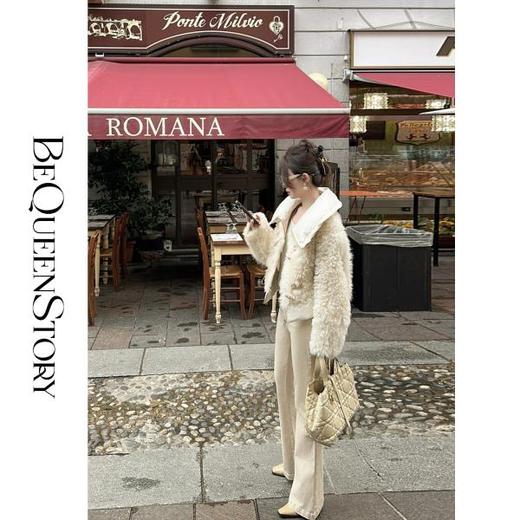 BeQueenStory【恋冬心结】重工轻奢气质托斯卡纳羊毛皮一体翻领皮草 商品图4