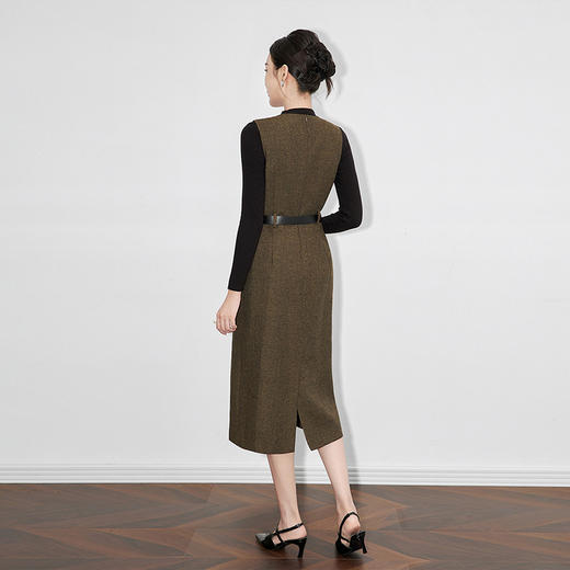 【高货】全新升级【铂金会员339/天猫459/差价120】(83119) 洛诗琳法式通勤小香风套装针织打底毛呢背心连衣裙两件套 商品图4