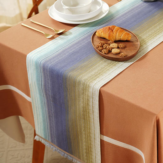 热烈条纹系列桌旗轻奢高端田园复古茶几高级感 商品图2