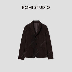 ROMI STUDIO“棕标甄选” 非洲进口混种羊皮绒面西装皮衣431PS036