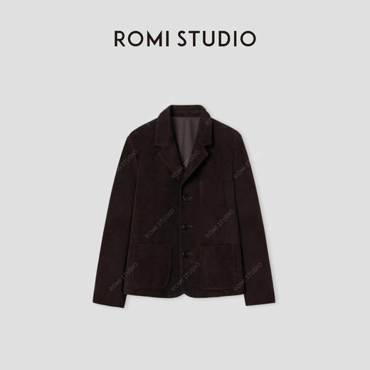 ROMI STUDIO“棕标甄选” 非洲进口混种羊皮绒面西装皮衣431PS036 商品图0