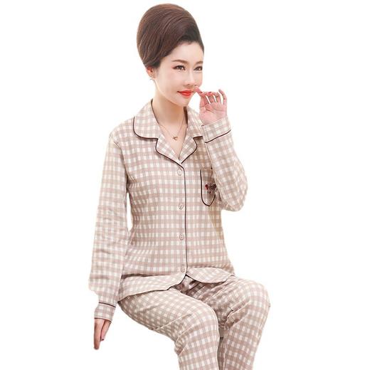 【纯棉材质，贴身感知的细腻柔滑~】妈妈睡衣 女秋冬季纯棉长袖开衫 宽松中老年人加大码 家居服套装-QQ 商品图4