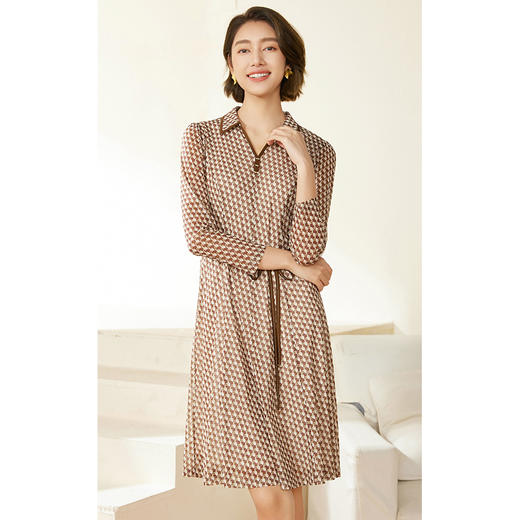 乔万尼气质长袖连衣裙秋季新款法式收腰EM3E451 商品图2