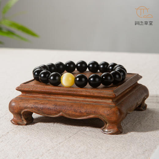 蜜蜡顶珠角乌家具老料制手串直径1.1cm 商品图1