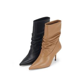 westory2024年秋冬季款纯色细高跟尖头性感长筒中筒瘦瘦靴W24DC84331