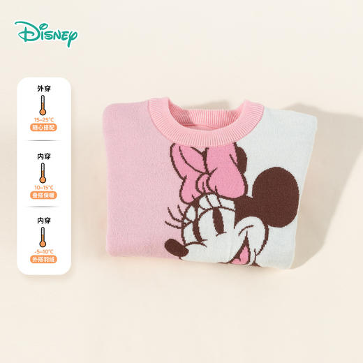 迪士尼【针织米妮软糯毛衣】女童秋季上新撞色儿童针织衫打底衫上衣秋装ZD3DS045 商品图2
