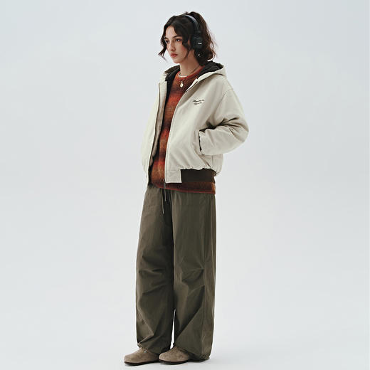 714street秋冬新款撞色棉服美式复古连帽棉外套男女宽松工装夹克 商品图3