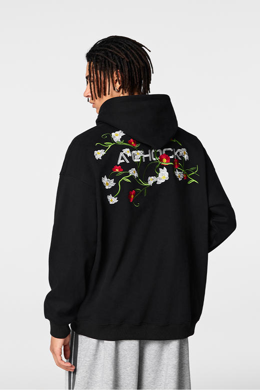 【Achock官方店】潮牌重磅花卉刺绣帽衫外套美式街头宽松连帽卫衣 商品图2