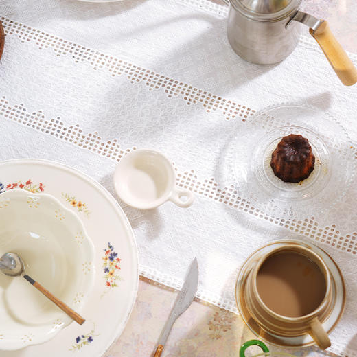 白色雏菊系列桌旗轻奢高端田园复古茶几高级感 商品图2