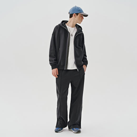 714street秋冬新款重磅500g解构连帽卫衣开衫情侣宽松卫衣外套男 商品图3