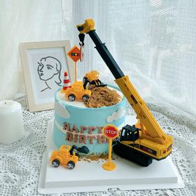 工程车蛋糕（文字可更改，备注一下或者联系客服哦）