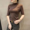 【唯众全棉系列】秋季面膜T恤中袖打底衫女半高领修身内搭2024新款五分袖百搭上衣 商品缩略图2