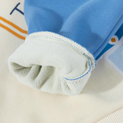 贝贝怡【萌趣卡通】男童运动套装春秋新款奥利绒男宝休闲卫衣卫裤两件套ZB3DT093 商品图3