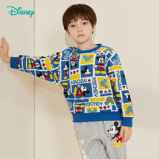 迪士尼【假期出游】24秋季新款男童加绒保暖卫衣时尚卡通米奇套头上衣ZD3DS047 商品图3