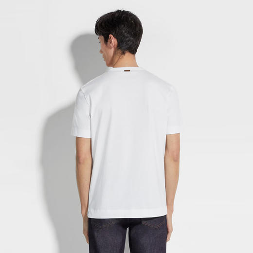 【一】ZEGNA 杰尼亚 男士字母徽标贴花棉质圆领短袖T恤 白色 E7360A5 B760 N00 商品图2