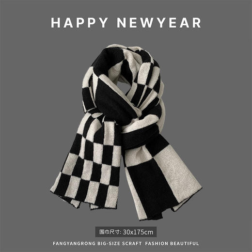 【这个冬天有它就够❗️百搭加厚黑色围巾】针织毛线材质，柔软舒适，精心挑选各种款式和图案，总有一款适合你，新款针织学生百搭加厚围脖保L 商品图13