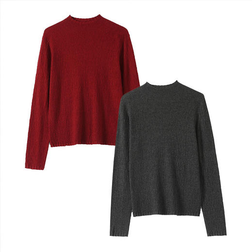 TG-TG03S318早秋真丝羊绒混纺圆领打底衫女长袖T恤纯色桑蚕丝T恤保暖上衣 商品图0