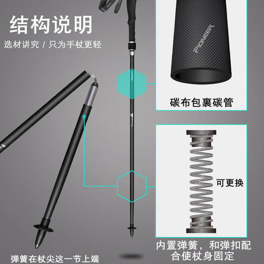 【小家电】趣游帮超轻可折叠碳素登山杖 Q613 HF 商品图3