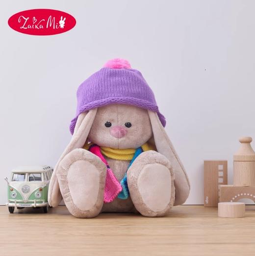 BUDIBASA巴迪宝思ZaikaMi兔+紫色帽子和条纹围巾，23cm 商品图0
