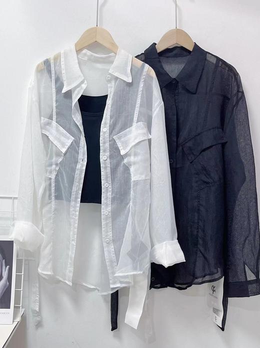 中秋大力度清仓~（不支持退）（NO退，能接受拍）原创设计师-多穿款 22159冰裂纹薄纱上衣衬衫外套（单件）-喜出 商品图1
