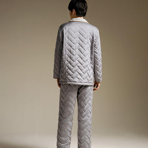 【暖暖家居服】桑蚕丝丝绵绒睡衣男秋冬保暖宽松衣裤套装金三塔  YSMED202 商品图3