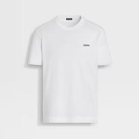 【一】ZEGNA 杰尼亚 男士字母徽标贴花棉质圆领短袖T恤 白色 E7360A5 B760 N00