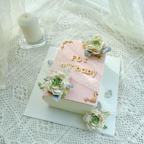 INS韩裱书本蛋糕（文字可改）