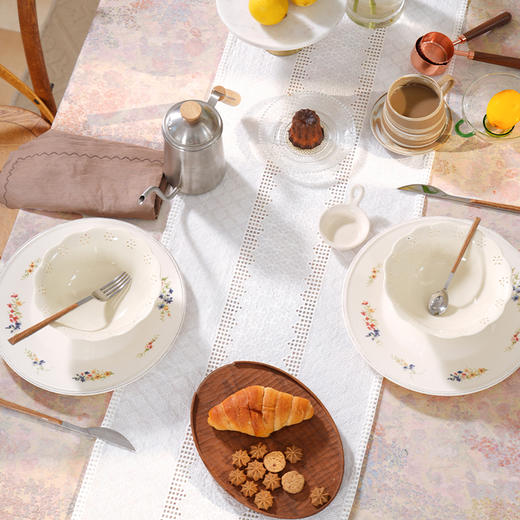 白色雏菊系列桌旗轻奢高端田园复古茶几高级感 商品图1