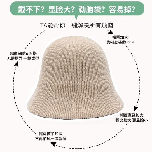 【立体设计！大头围秋冬帽子】女雪尼尔盆帽保暖渔夫帽日系针织水桶帽冬季。ry 商品图1