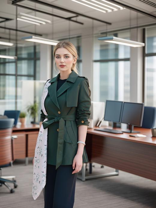 摆工字褶短风衣外套 商品图1