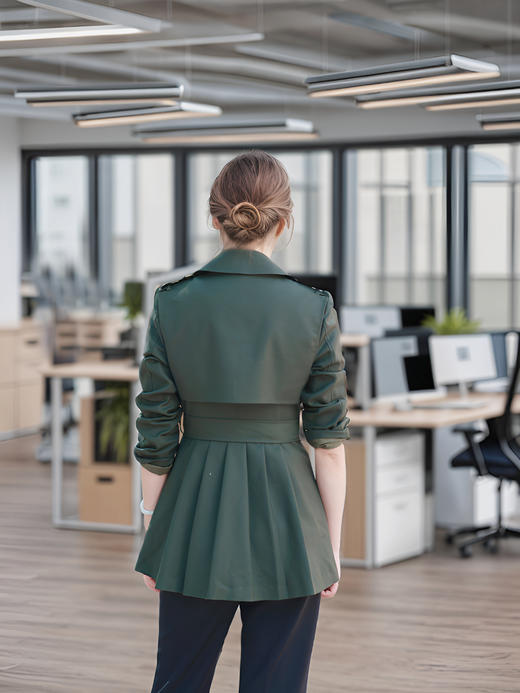 摆工字褶短风衣外套 商品图3