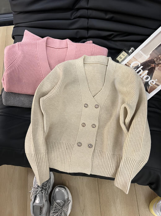 超厚双排扣针织开衫 商品图0