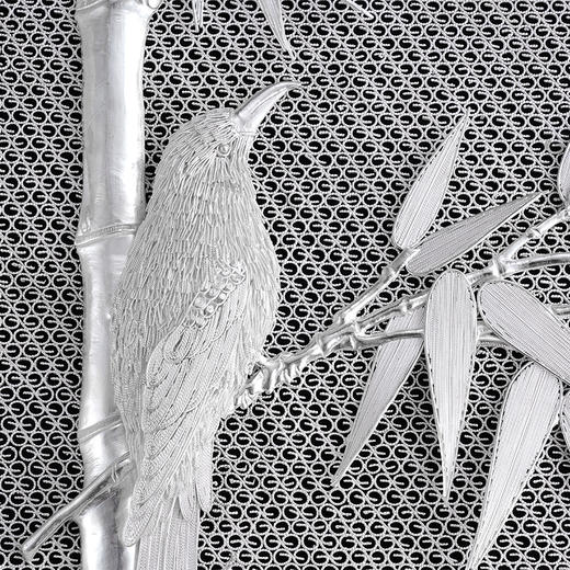 子佩集S999银纯手工制作【清竹瑞鸟】花丝盘纯银摆件大师工坊原创设计【QZRNHSP】2409 商品图5