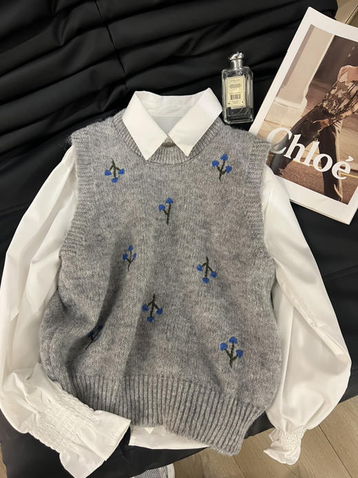 树叶马海毛马甲 商品图1