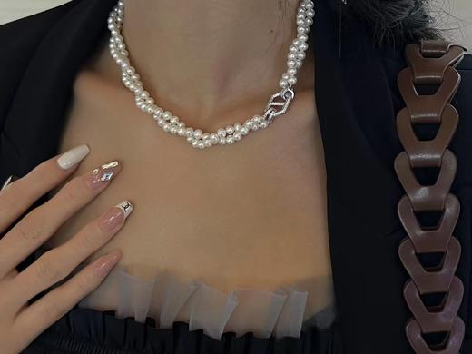 7DAYS复古多戴可调节麻花珍珠双层项链choker链 商品图2