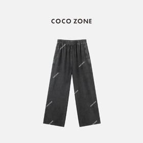 COCO ZONE 100棉美式复古松紧腰百搭休闲裤CC1C1874