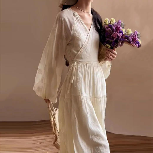 裁缝学苑AS343夏装女法式茶歇灯笼袖收腰雪纺连衣裙纸样女装裙子版型 商品图2