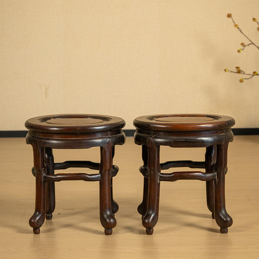 清 红木鸭蛋凳（一对） 商品图4