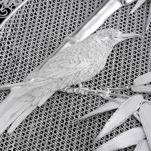 子佩集S999银纯手工制作【清竹瑞鸟】花丝盘纯银摆件大师工坊原创设计【QZRNHSP】2409 商品图7