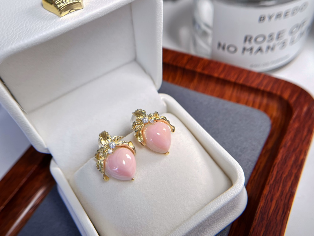 7DAYS粉黛系列蜜桃海螺贝珠耳钉项链套装