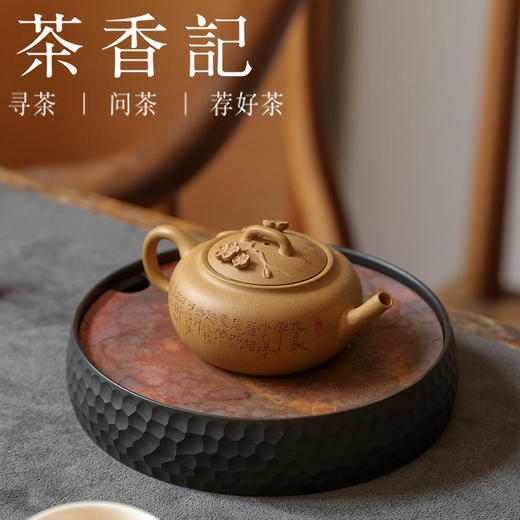 茶香记 乘风阁【飘零】黄金段长嘴壶120ml段泥茶壶手工刻绘紫砂壶 商品图1
