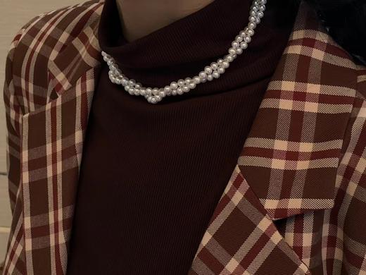 7DAYS复古多戴可调节麻花珍珠双层项链choker链 商品图1