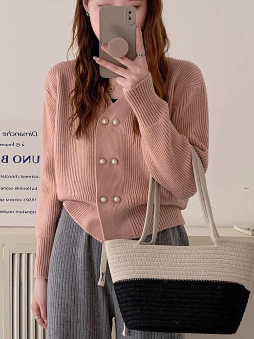 超厚双排扣针织开衫 商品图1