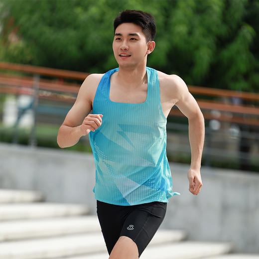【顺丰发货】HUAPAO画跑『国风淡彩』系列专业跑步竞速背心（清泉蓝 男款） 商品图4